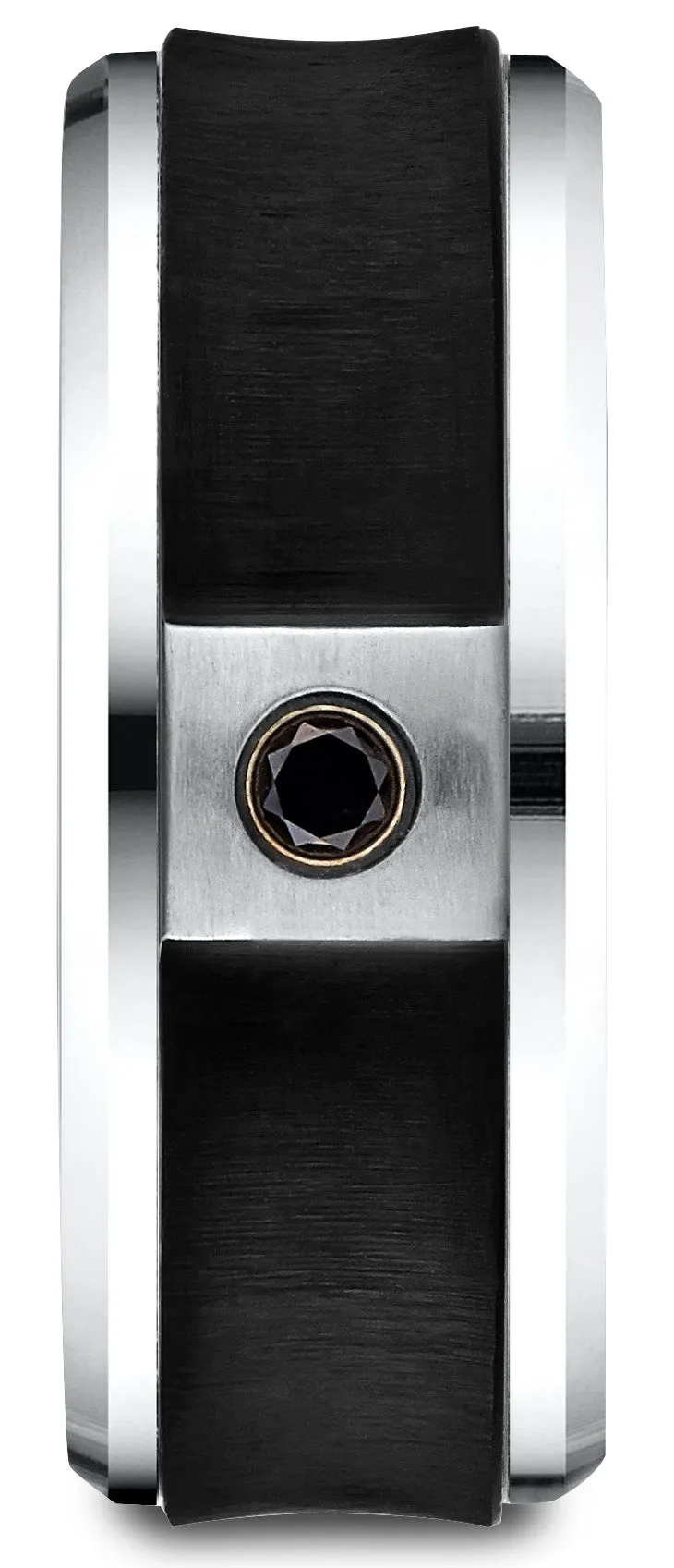 Benchmark Cobaltchrome 9 mm Comfort-Fit Blackened Concave Diamond Ring (0.06Ct.), (Sizes 6-14)