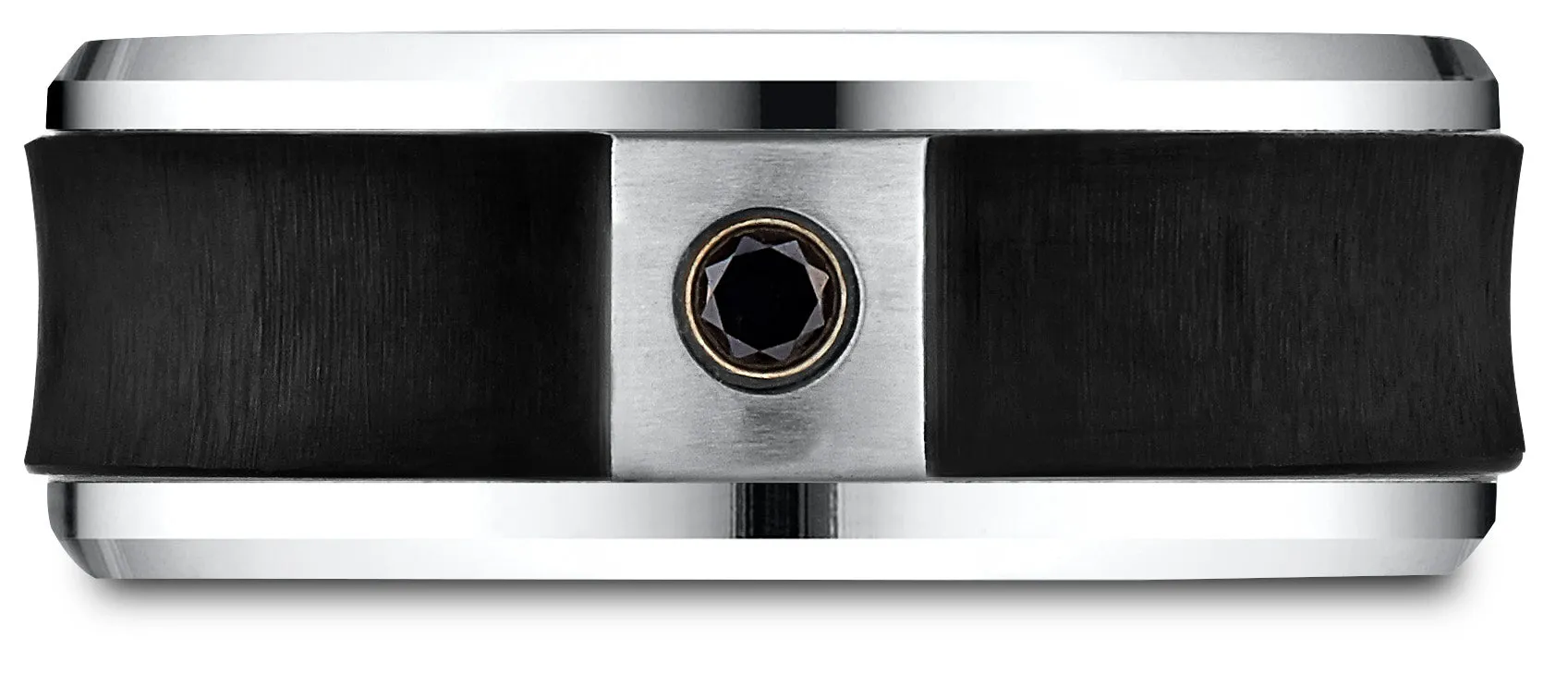 Benchmark Cobaltchrome 9 mm Comfort-Fit Blackened Concave Diamond Ring (0.06Ct.), (Sizes 6-14)