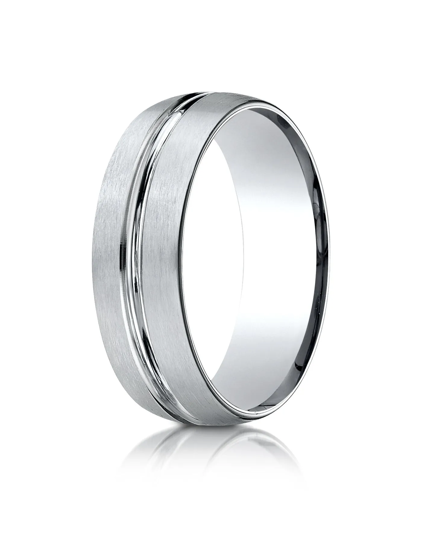 Benchmark Palladium 7mm Comfort-Fit Satin-Finished with High Polish Center Cut Carved Design Band (4-15)