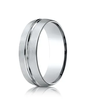 Benchmark Palladium 7mm Comfort-Fit Satin-Finished with High Polish Center Cut Carved Design Band (4-15)