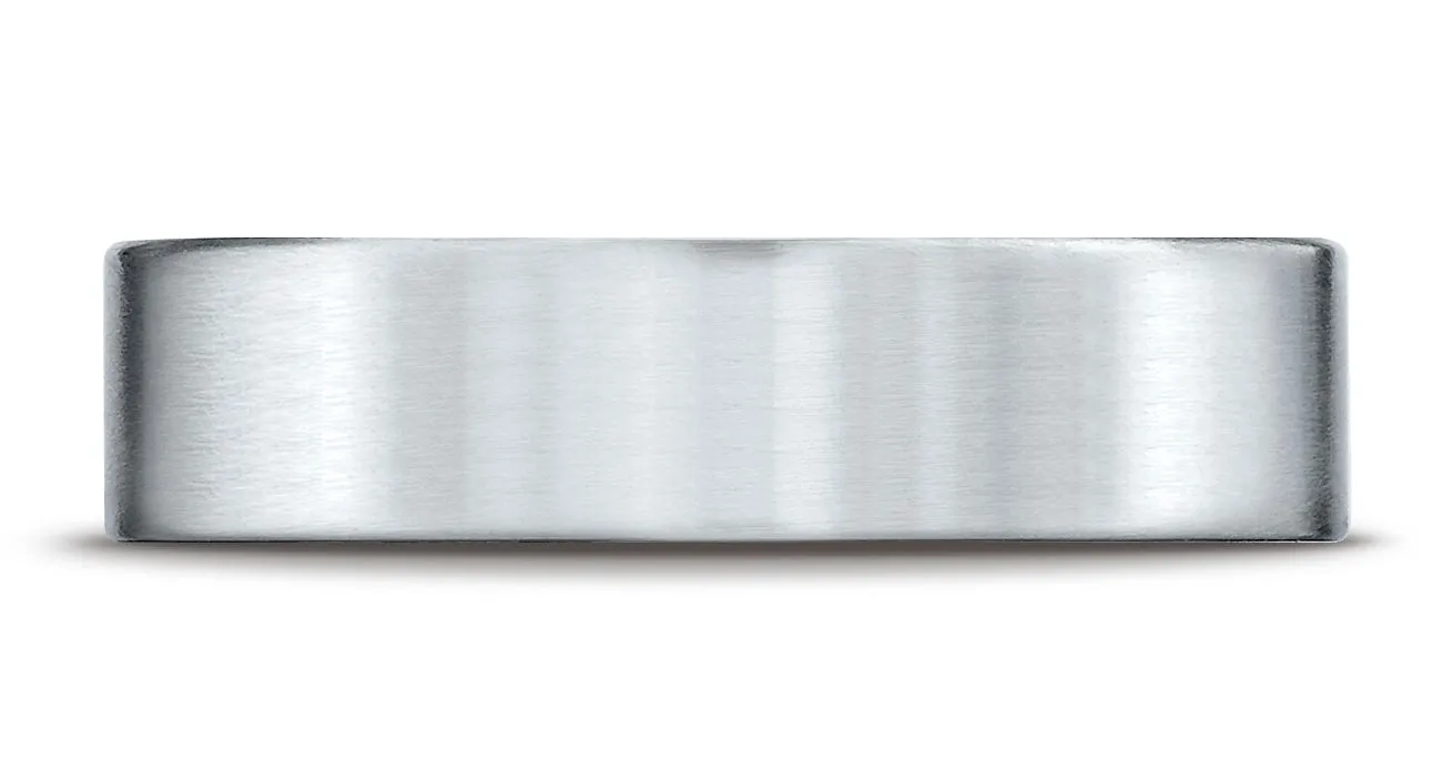 Benchmark Platinum 6mm Comfort-Fit Satin-Finished Carved Design Wedding Band Ring (Sizes 4 - 15 )