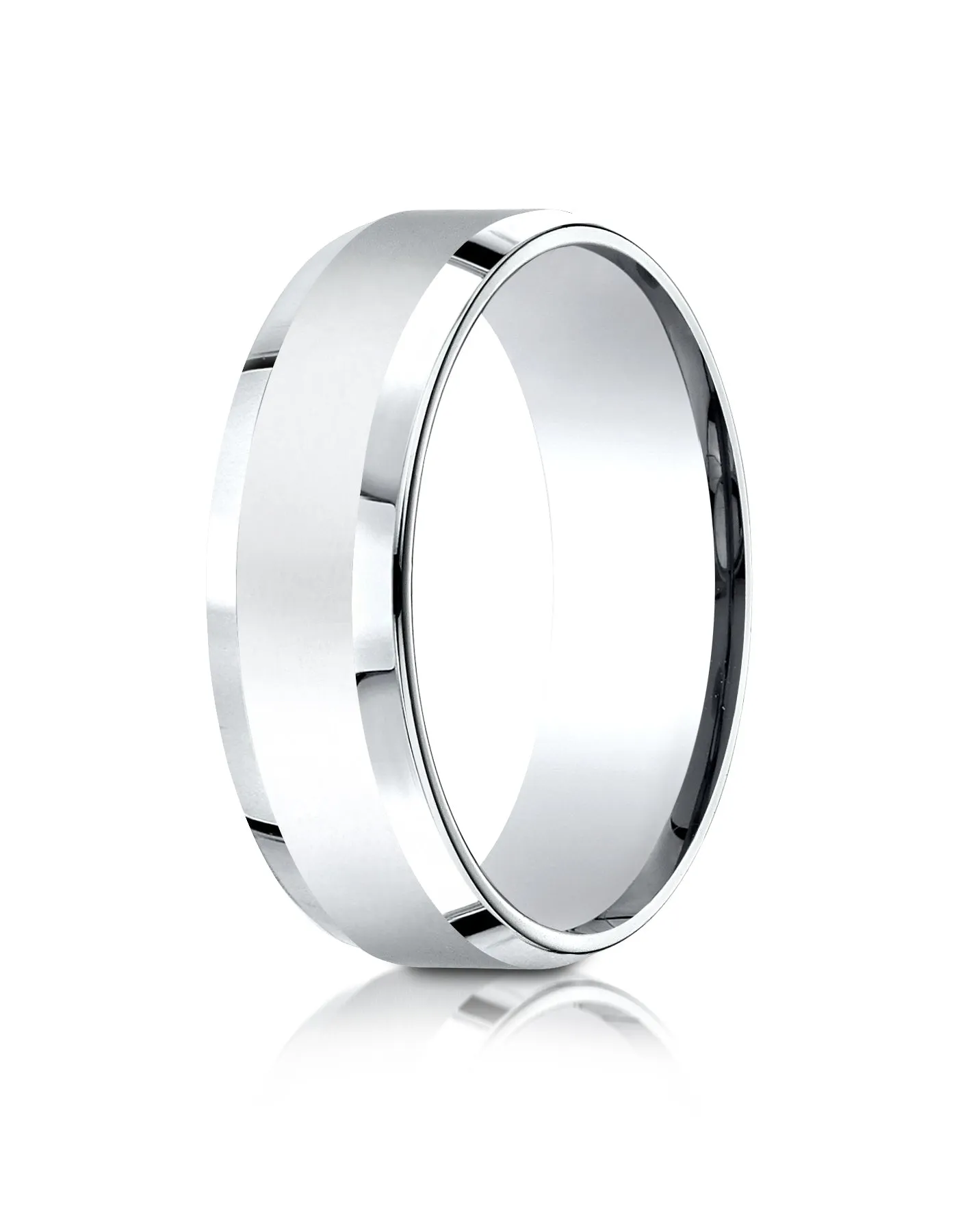 Benchmark Platinum 7mm Comfort-Fit High Polished Carved Design Band, (Sizes 4-15)