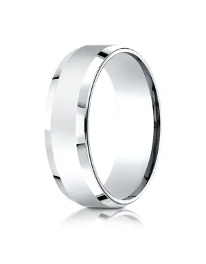 Benchmark Platinum 7mm Comfort-Fit High Polished Carved Design Band, (Sizes 4-15)