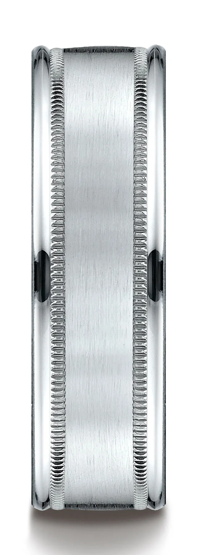 Benchmark Platinum 7mm Comfort-Fit Satin Finish Center with Milgrain Round Edge Carved Design Band ( 4-15)