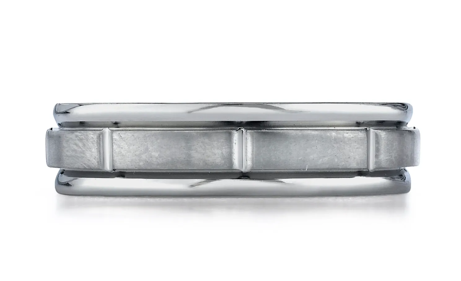 Benchmark Titanium 6mm Comfort-Fit Satin-Finished Round Edge Sectional Design Wedding Band Ring