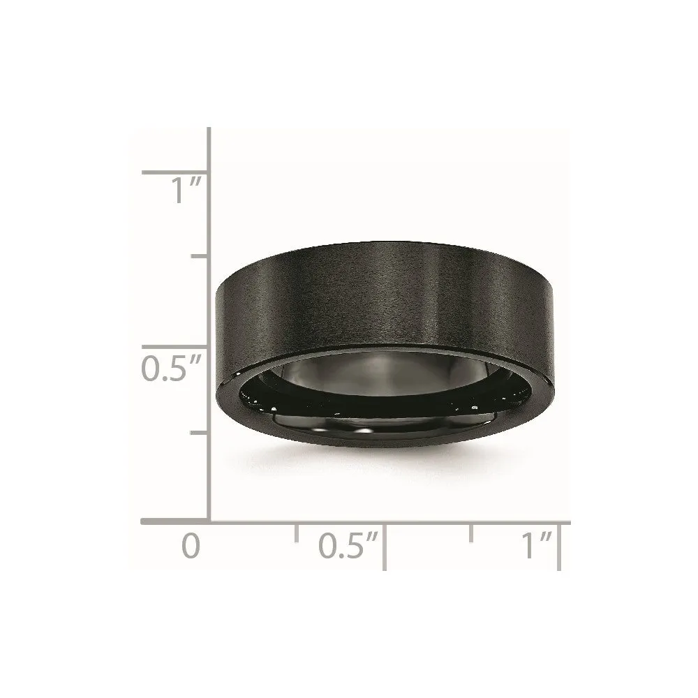 Black Ceramic Flat 8mm Brushed Band