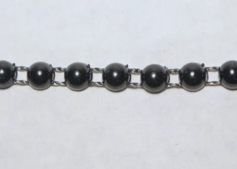 Black Fused Pearl String Half Beads 6mm 36 Yards