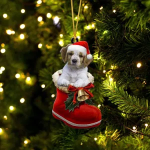 Brittany-In Santa Boot Christmas-Two Sided Ornament