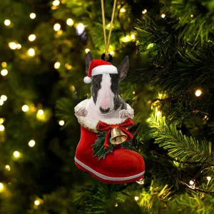 Bull Terrier  (3)-1-In Santa Boot Christmas-Two Sided Ornament