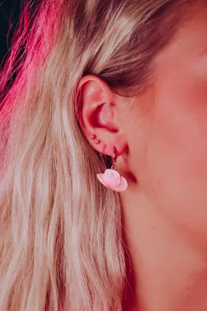 Burst Into Flames Hat Hoop Earrings - Pink