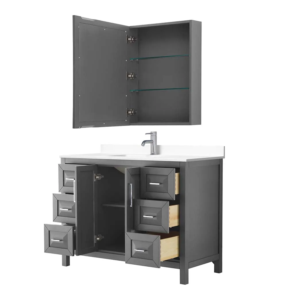 Daria 48 Inch Single Bathroom Vanity in Dark Gray
