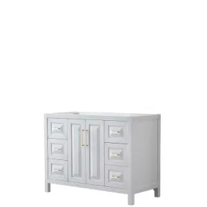 Daria 48 Inch Single Bathroom Vanity in White - Brushed Gold Trim