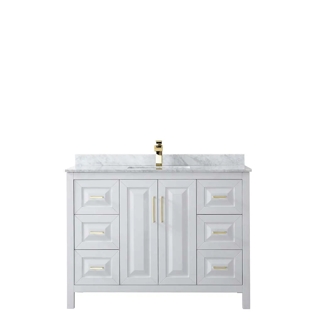 Daria 48 Inch Single Bathroom Vanity in White - Brushed Gold Trim