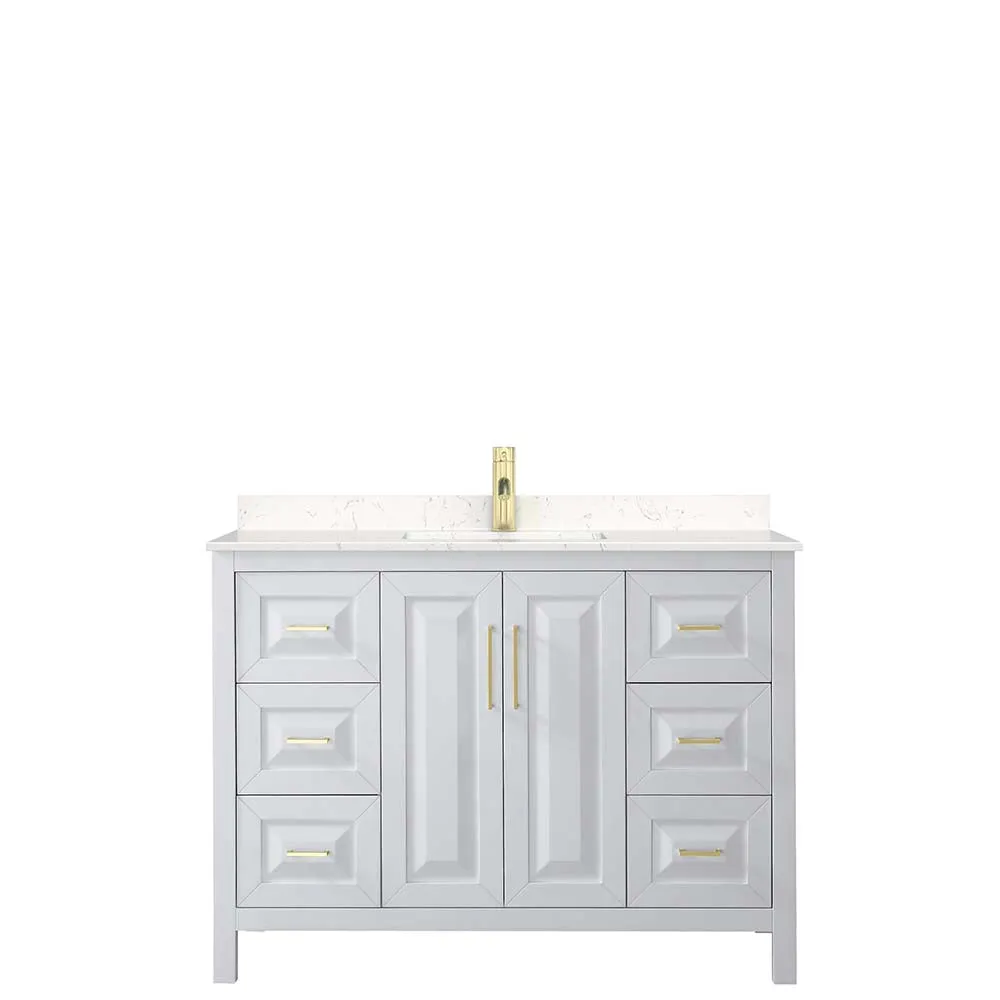 Daria 48 Inch Single Bathroom Vanity in White - Brushed Gold Trim