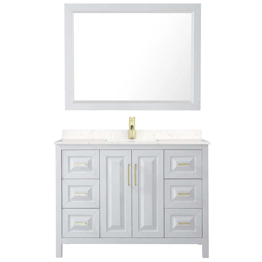 Daria 48 Inch Single Bathroom Vanity in White - Brushed Gold Trim