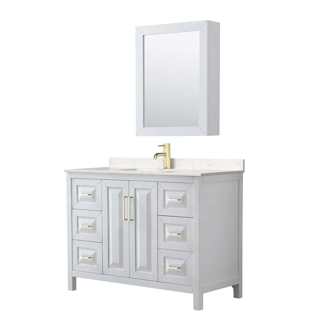 Daria 48 Inch Single Bathroom Vanity in White - Brushed Gold Trim