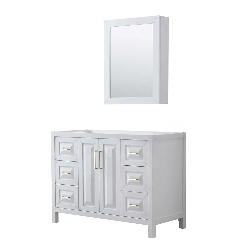 Daria 48 Inch Single Bathroom Vanity in White - Brushed Gold Trim