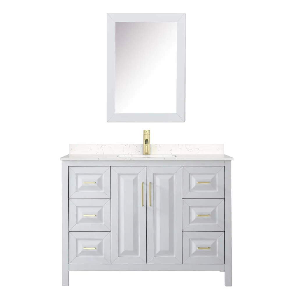 Daria 48 Inch Single Bathroom Vanity in White - Brushed Gold Trim