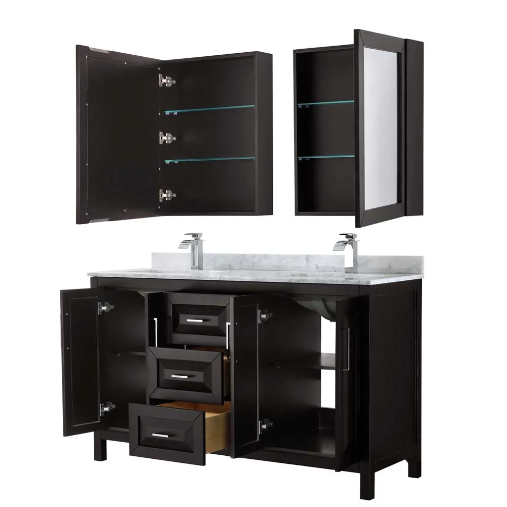 Daria 60 Inch Double Bathroom Vanity in Dark Espresso