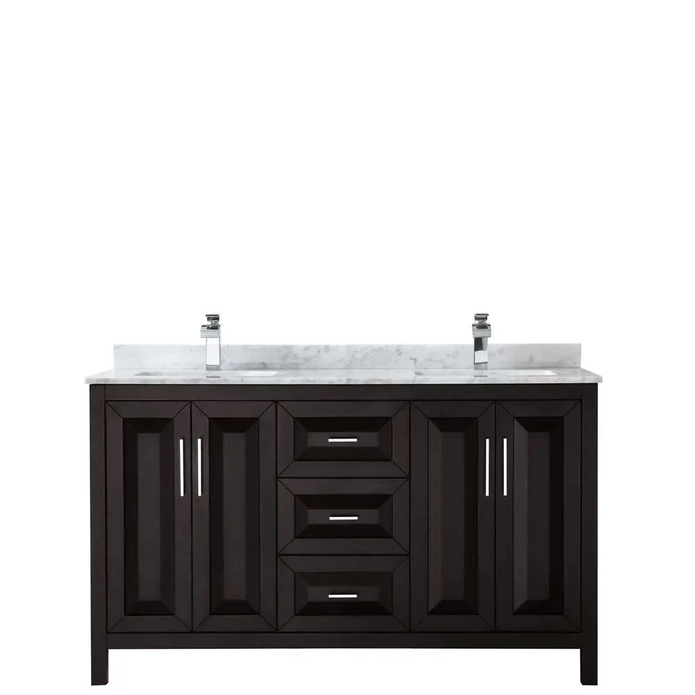 Daria 60 Inch Double Bathroom Vanity in Dark Espresso
