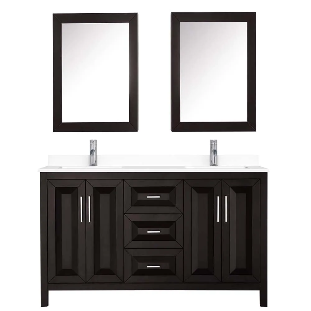 Daria 60 Inch Double Bathroom Vanity in Dark Espresso