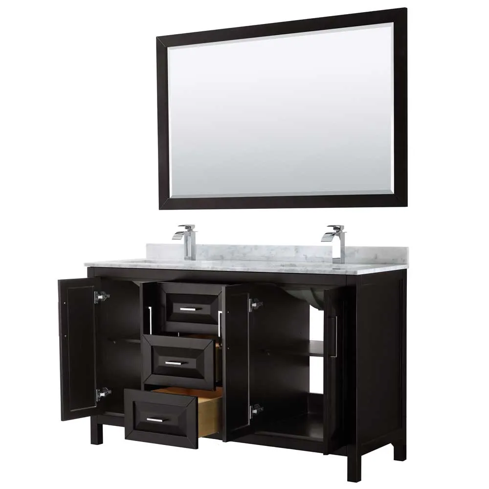 Daria 60 Inch Double Bathroom Vanity in Dark Espresso