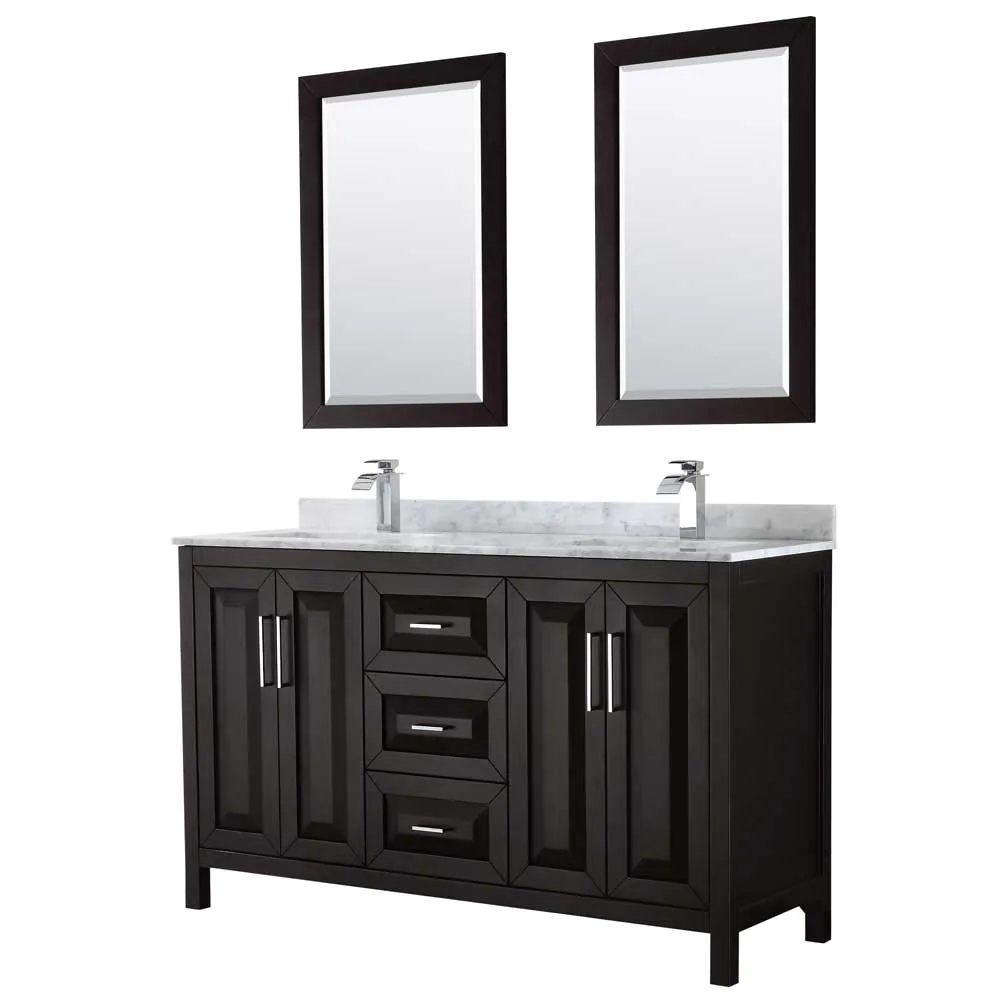 Daria 60 Inch Double Bathroom Vanity in Dark Espresso