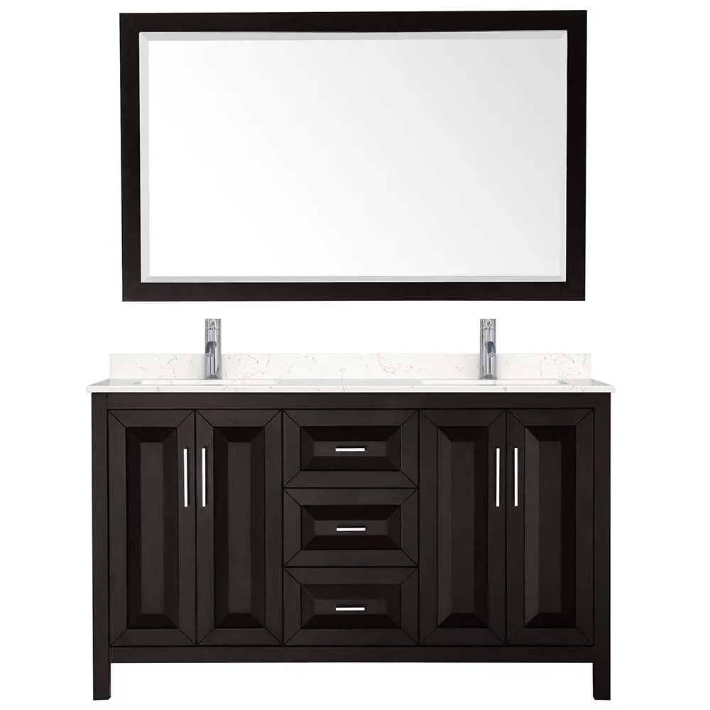 Daria 60 Inch Double Bathroom Vanity in Dark Espresso