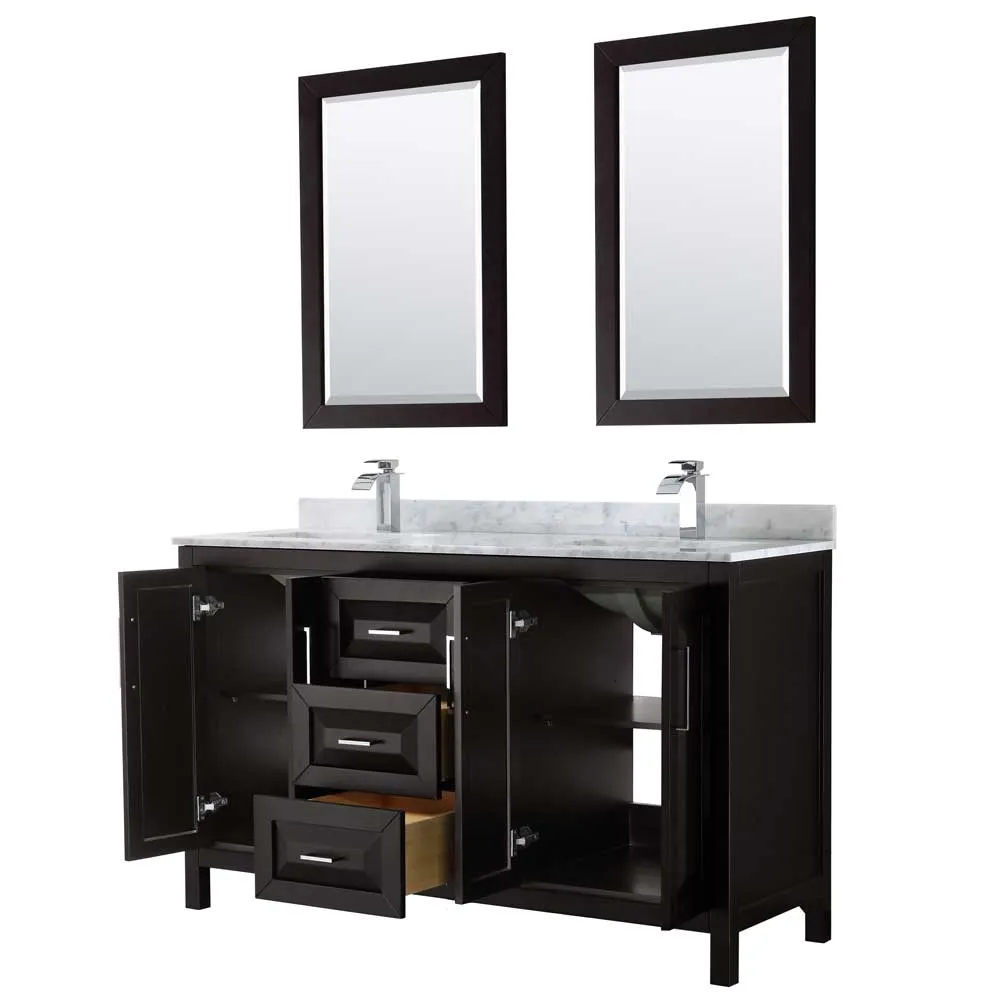 Daria 60 Inch Double Bathroom Vanity in Dark Espresso