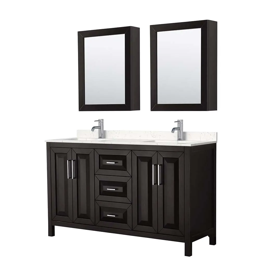Daria 60 Inch Double Bathroom Vanity in Dark Espresso