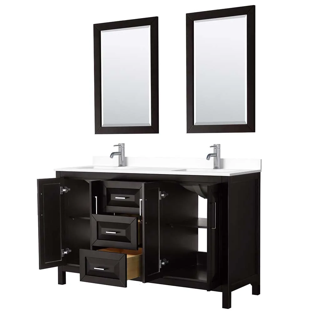 Daria 60 Inch Double Bathroom Vanity in Dark Espresso