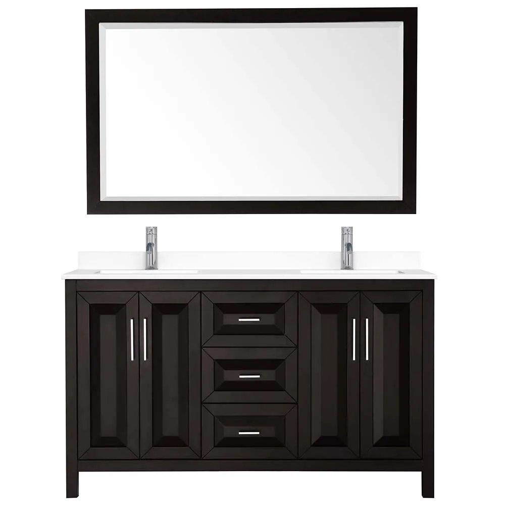 Daria 60 Inch Double Bathroom Vanity in Dark Espresso