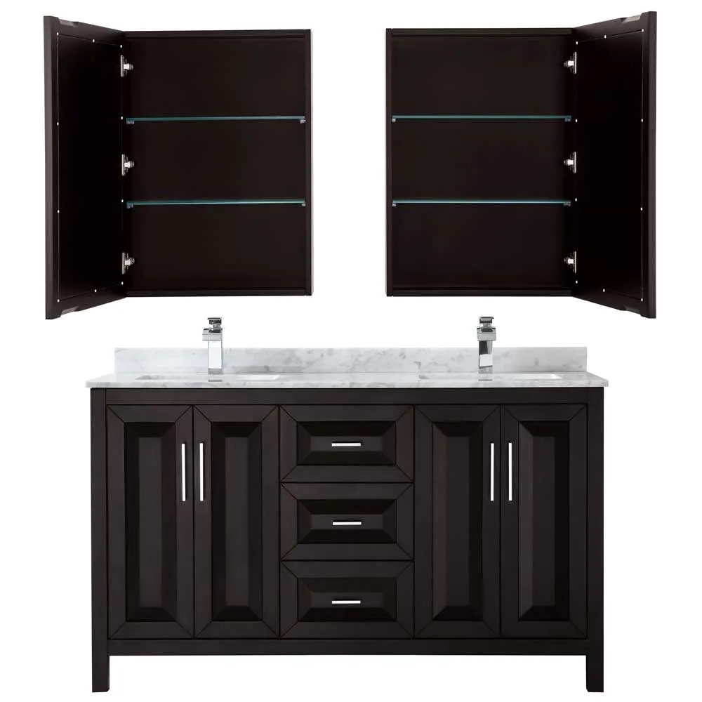 Daria 60 Inch Double Bathroom Vanity in Dark Espresso