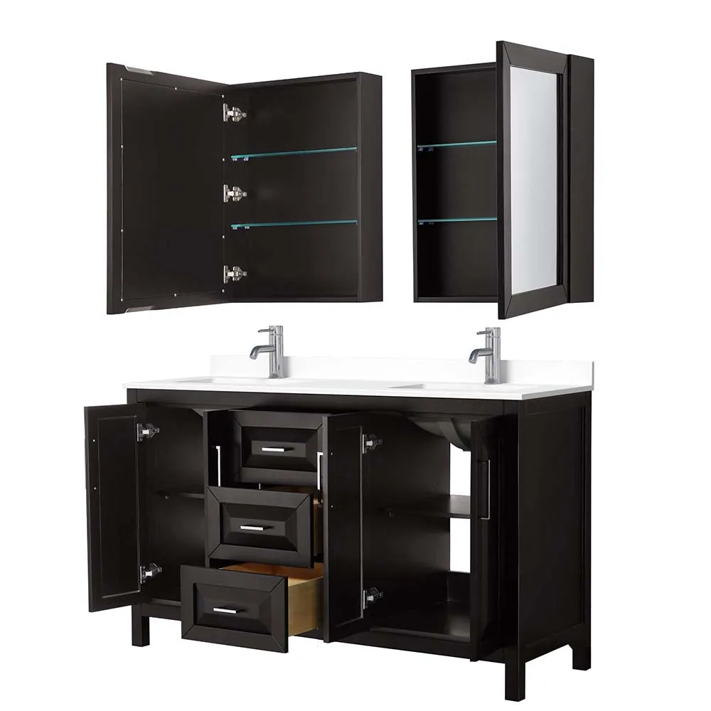 Daria 60 Inch Double Bathroom Vanity in Dark Espresso