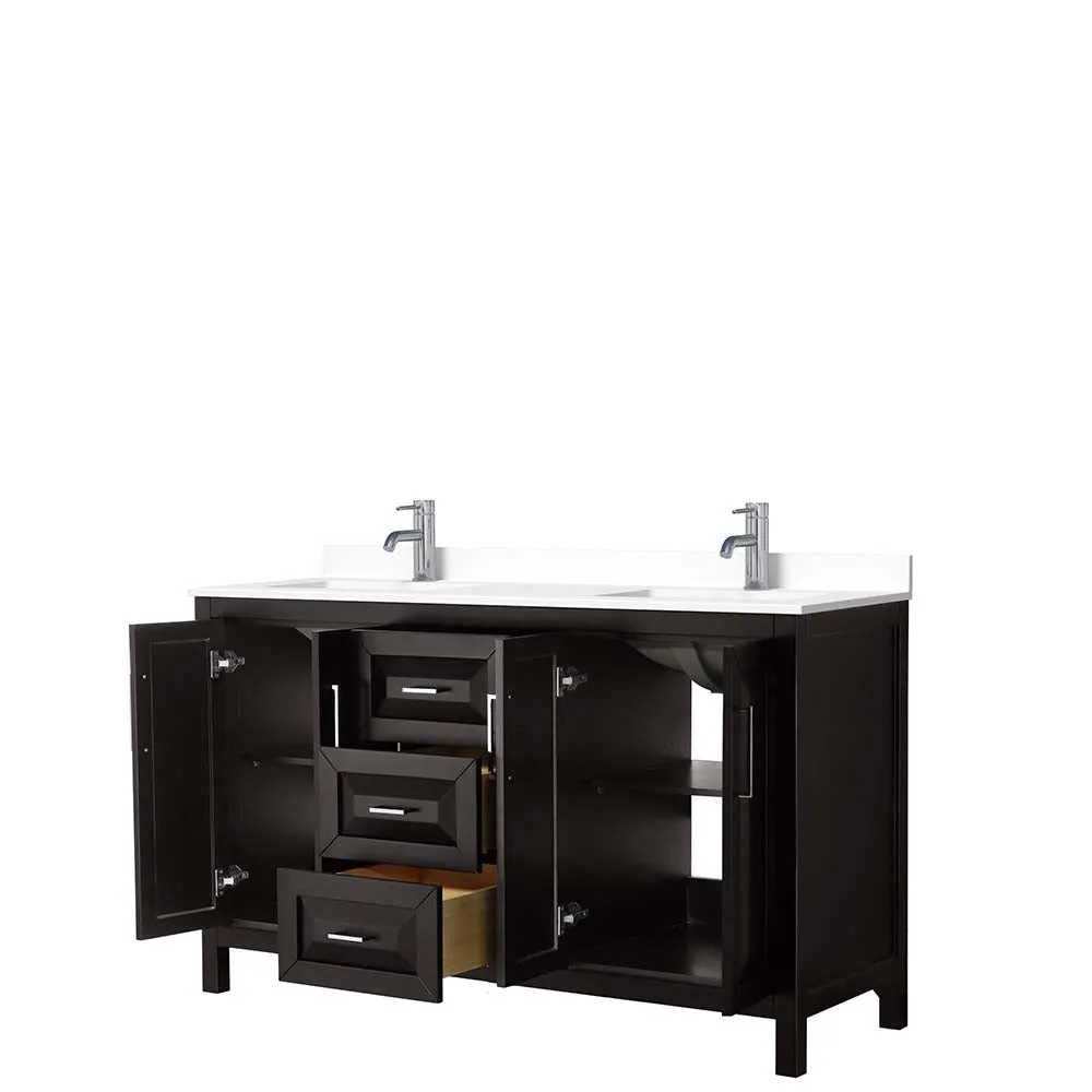 Daria 60 Inch Double Bathroom Vanity in Dark Espresso