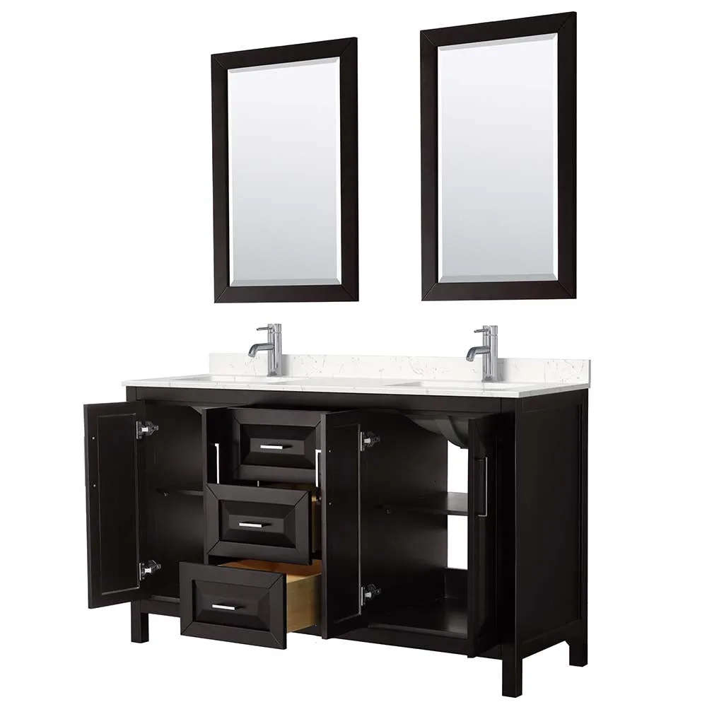 Daria 60 Inch Double Bathroom Vanity in Dark Espresso