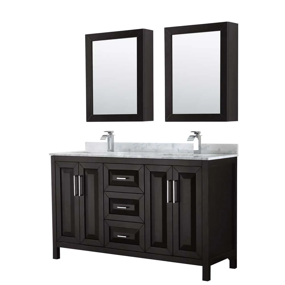 Daria 60 Inch Double Bathroom Vanity in Dark Espresso