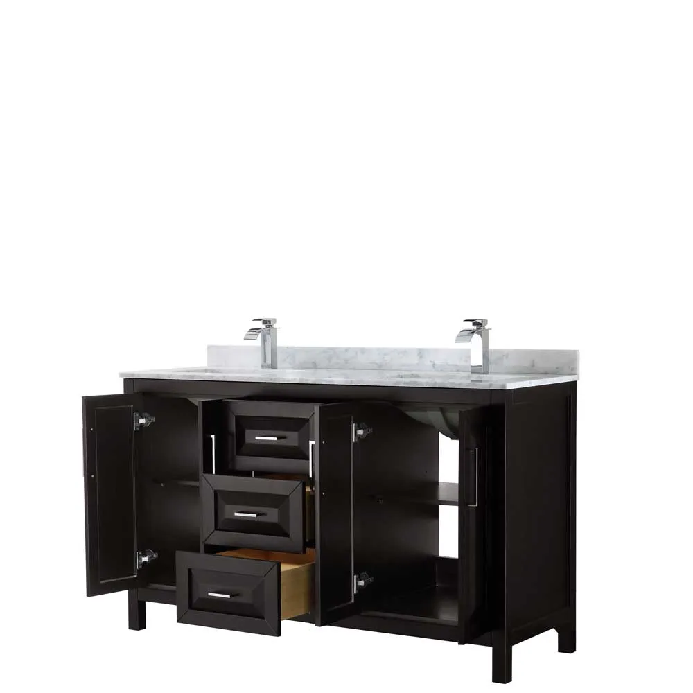 Daria 60 Inch Double Bathroom Vanity in Dark Espresso