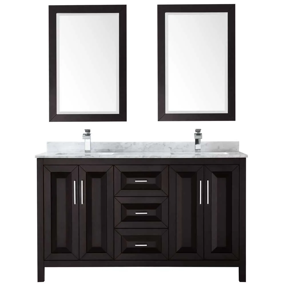 Daria 60 Inch Double Bathroom Vanity in Dark Espresso
