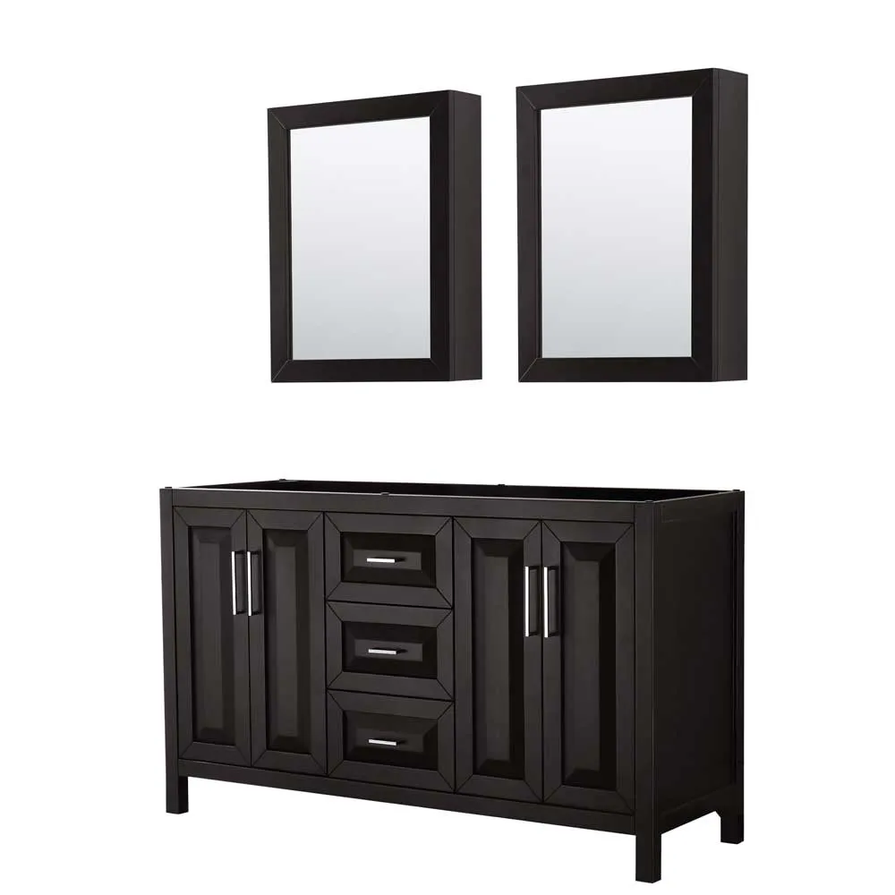 Daria 60 Inch Double Bathroom Vanity in Dark Espresso