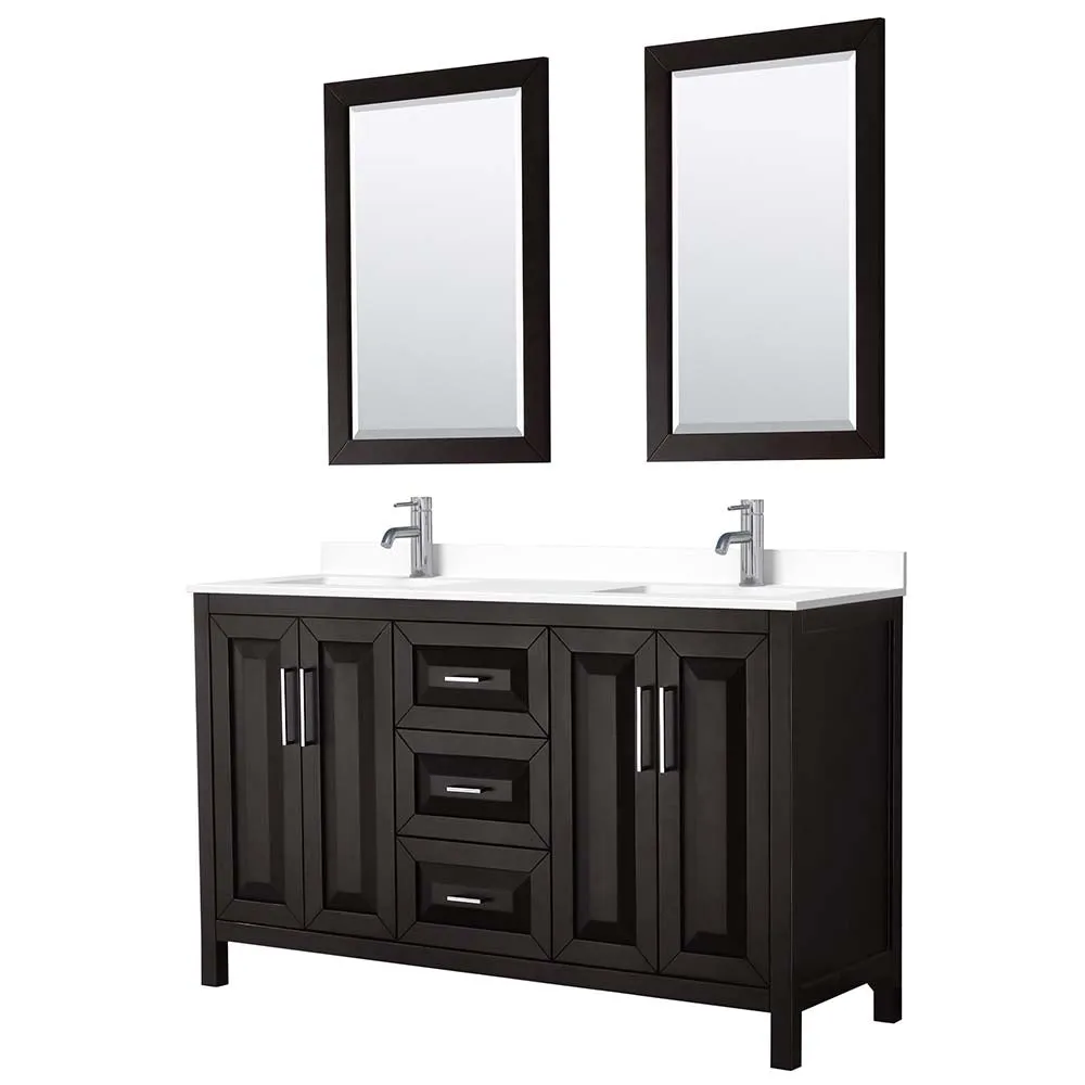 Daria 60 Inch Double Bathroom Vanity in Dark Espresso