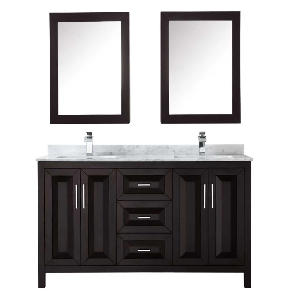 Daria 60 Inch Double Bathroom Vanity in Dark Espresso