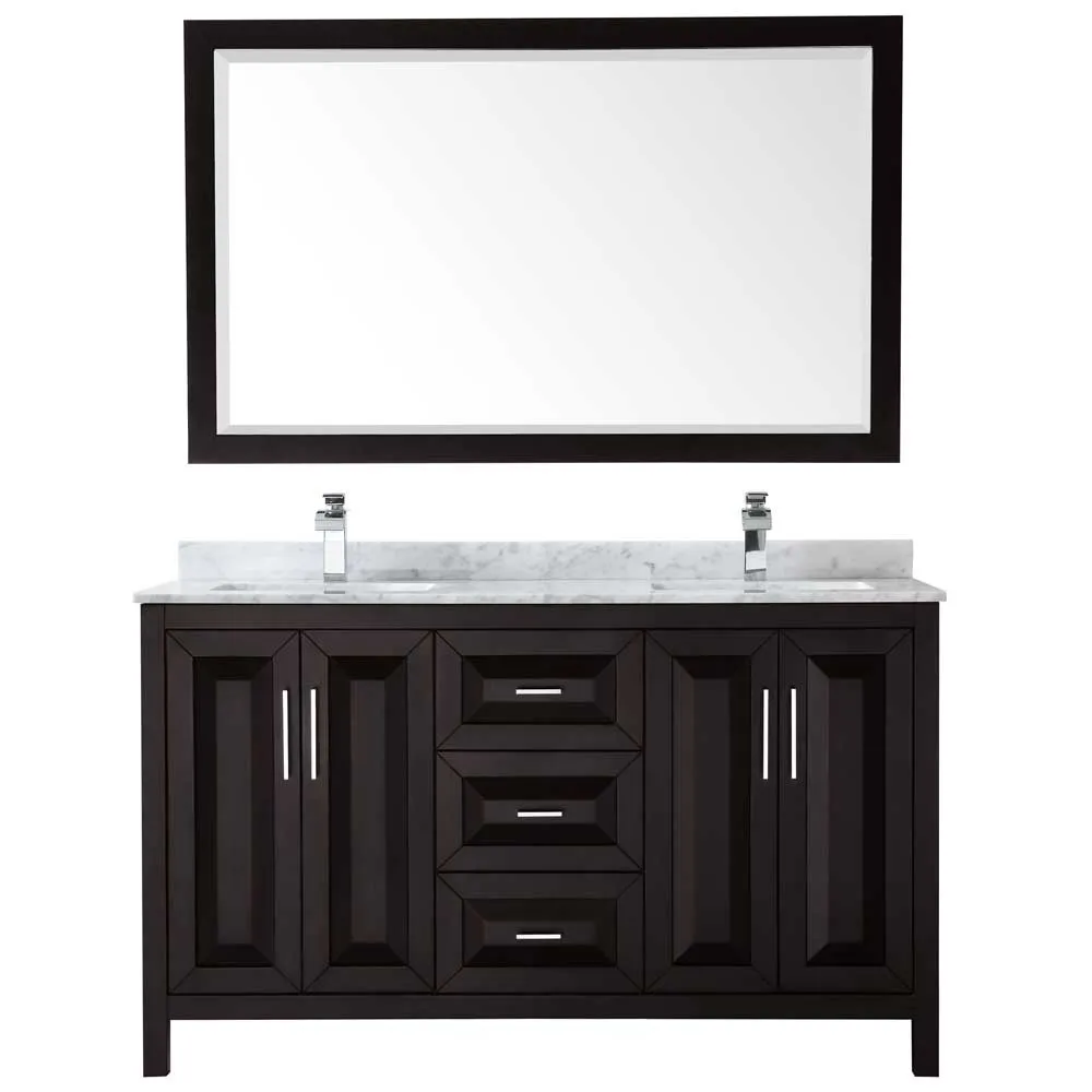 Daria 60 Inch Double Bathroom Vanity in Dark Espresso