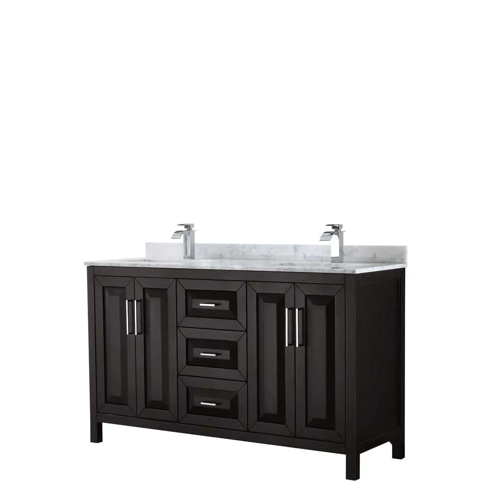 Daria 60 Inch Double Bathroom Vanity in Dark Espresso