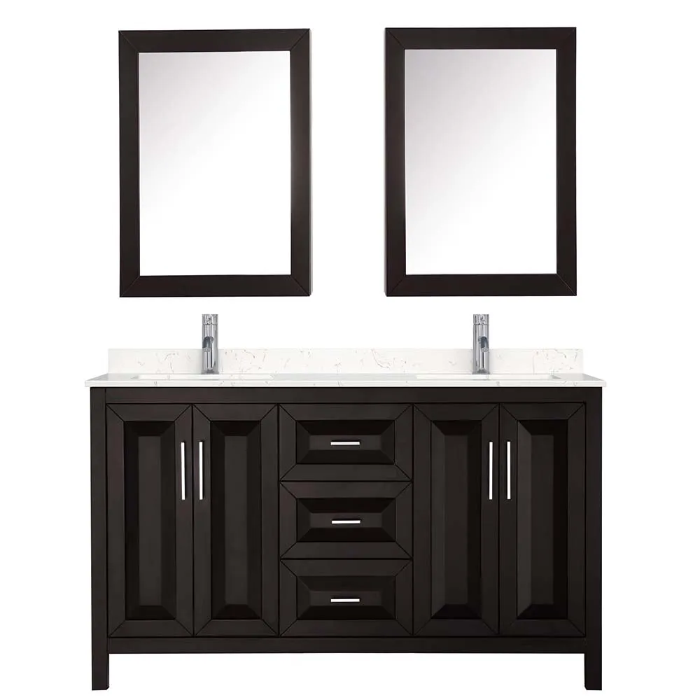 Daria 60 Inch Double Bathroom Vanity in Dark Espresso