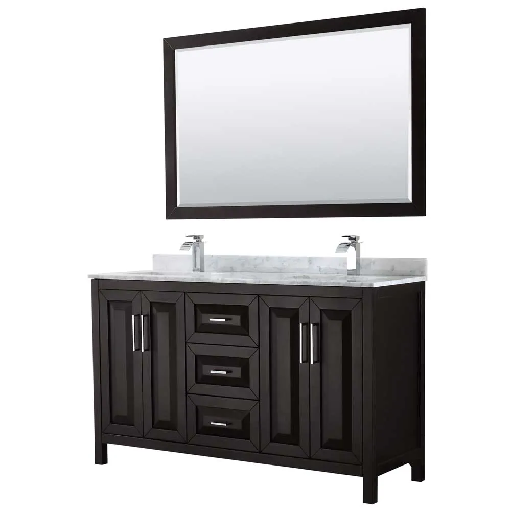 Daria 60 Inch Double Bathroom Vanity in Dark Espresso