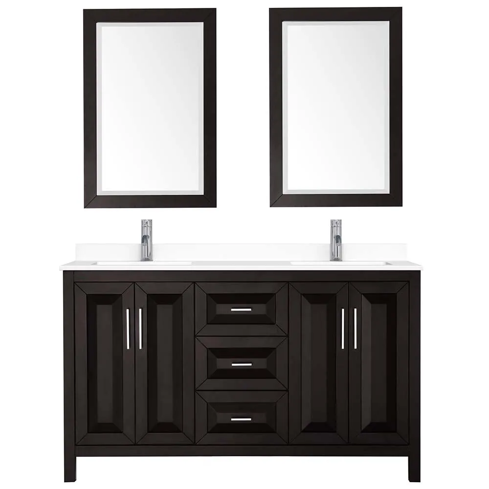 Daria 60 Inch Double Bathroom Vanity in Dark Espresso