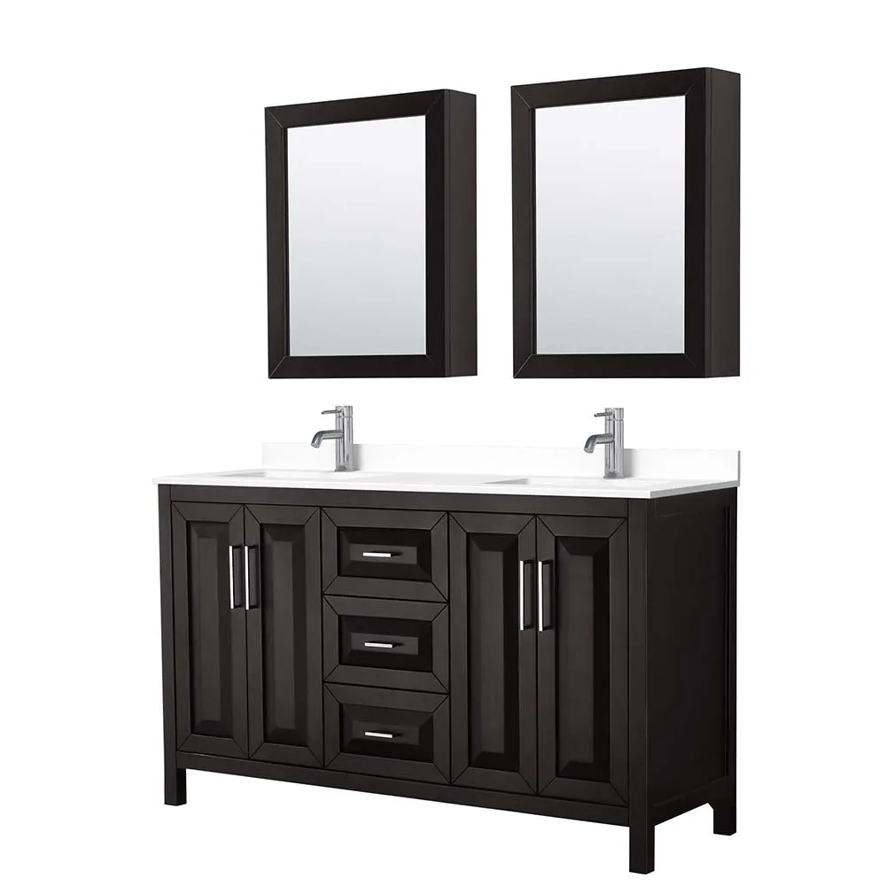 Daria 60 Inch Double Bathroom Vanity in Dark Espresso