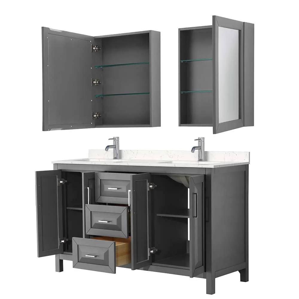 Daria 60 Inch Double Bathroom Vanity in Dark Gray