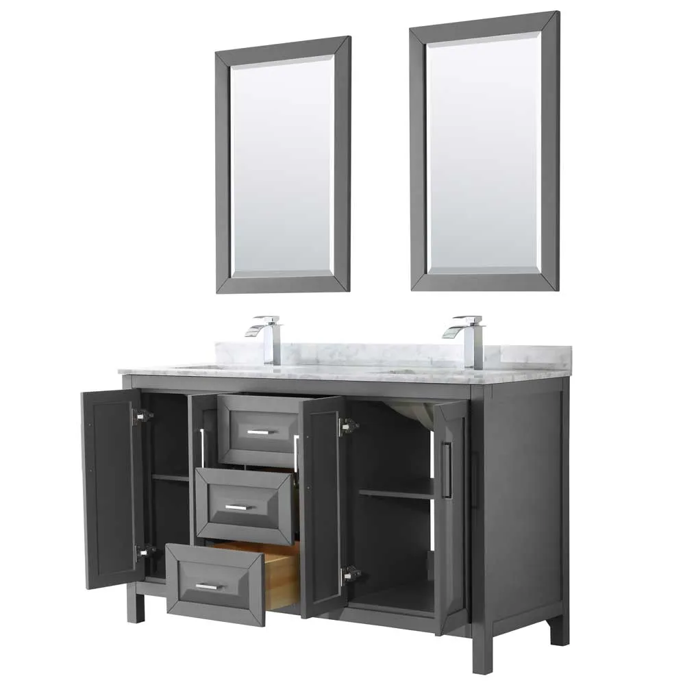 Daria 60 Inch Double Bathroom Vanity in Dark Gray